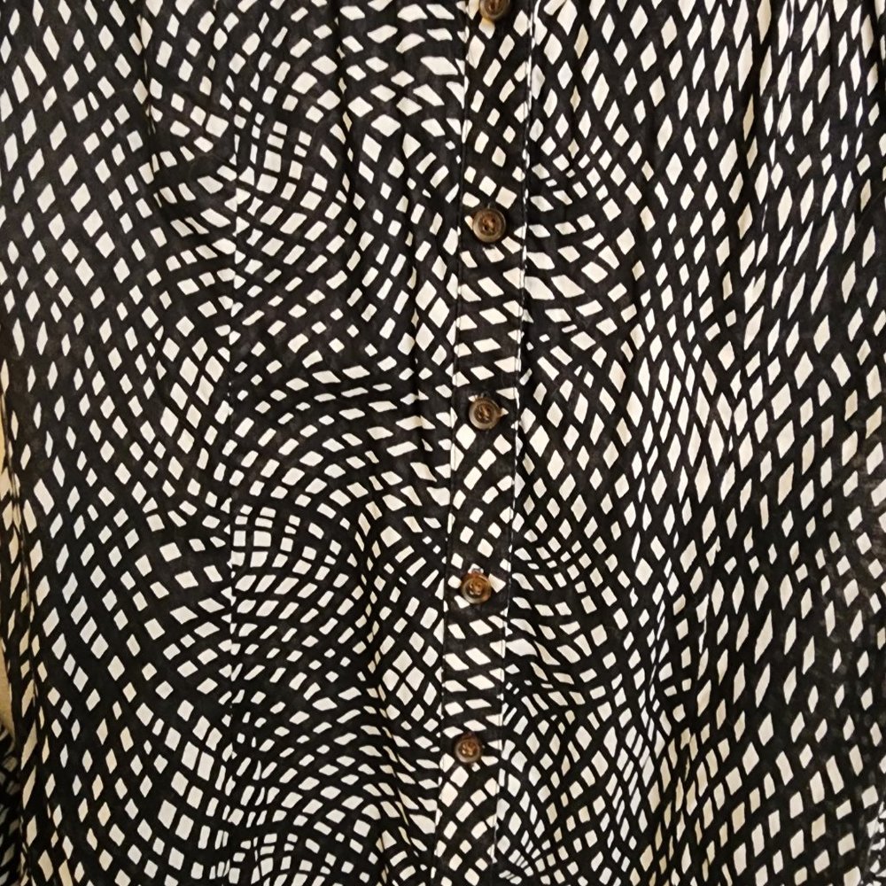 Express Button Down Long Sleeve Printed Blouse Sh… - image 3